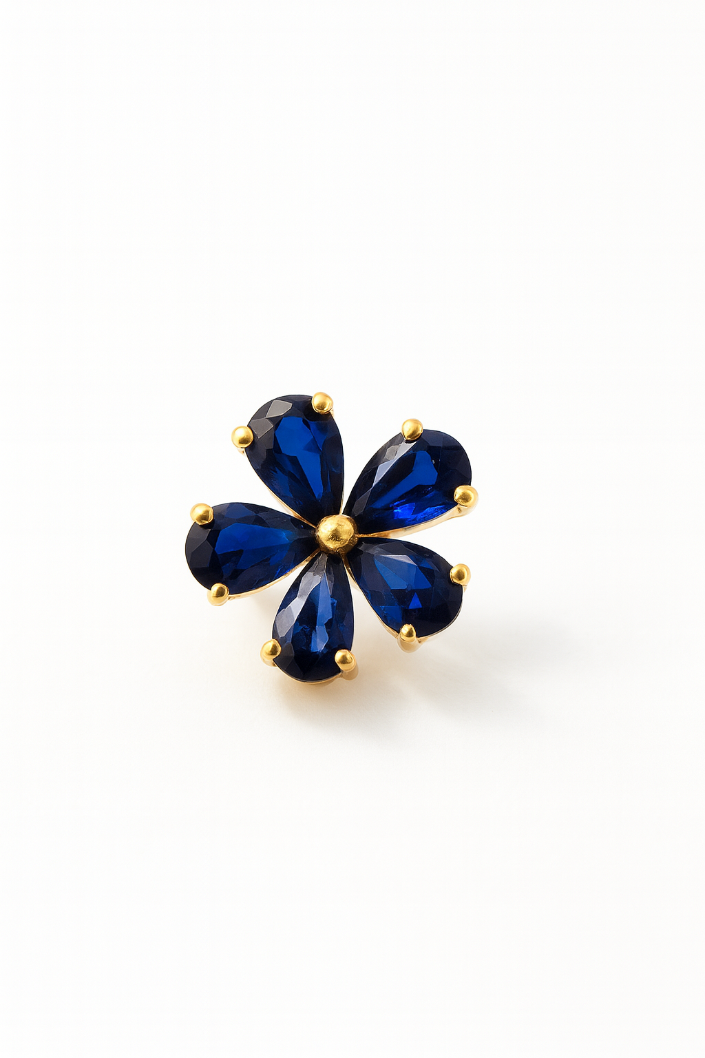 Sapphire Stud Earrings – 18K Gold Micron Plated Floral Design