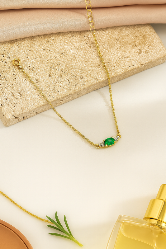 Emerald Bracelet – 18K Gold Micron Plated with Adjustable Chain