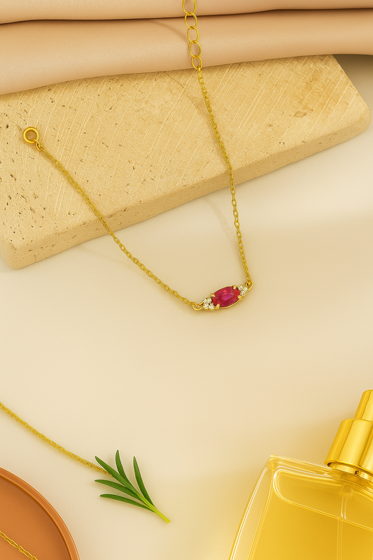 Ruby Bracelet – 18K Gold Micron Plated with Adjustable Chain