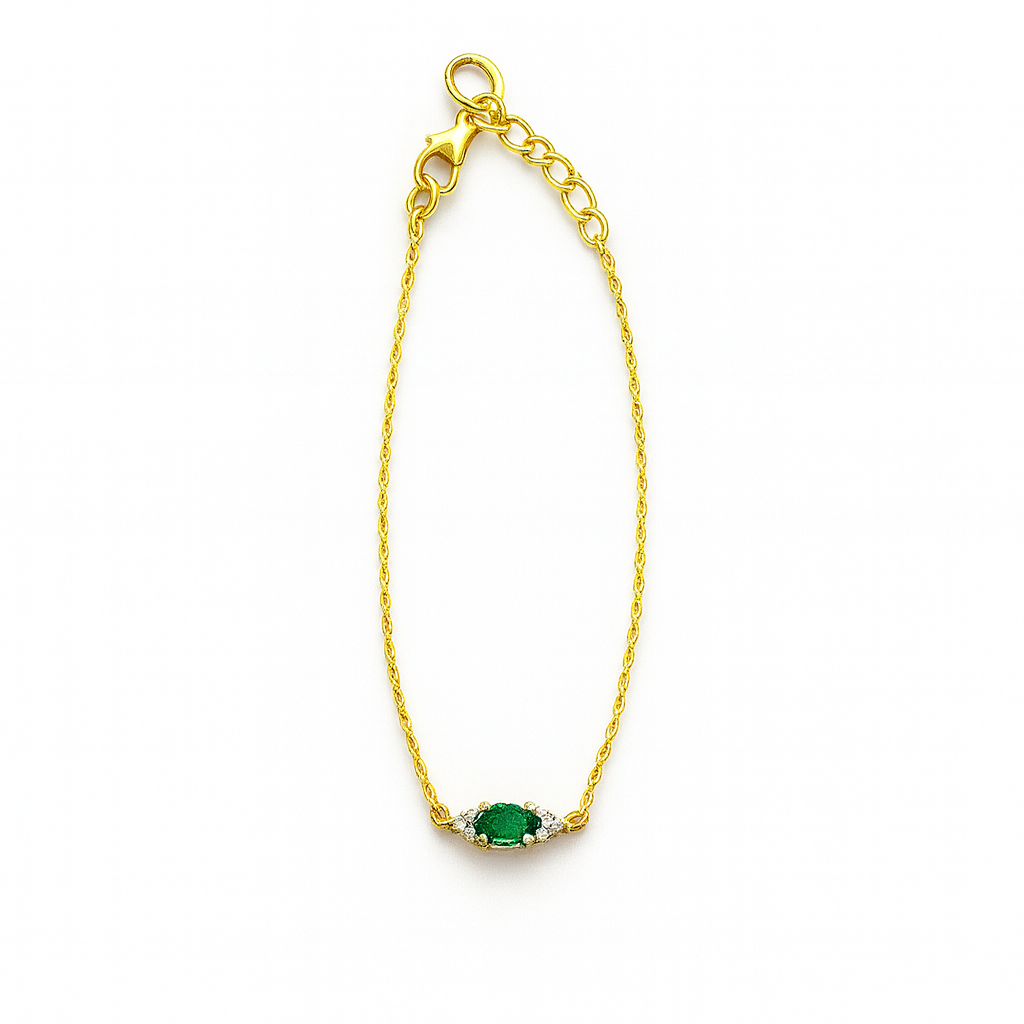 Emerald Bracelet – 18K Gold Micron Plated with Adjustable Chain