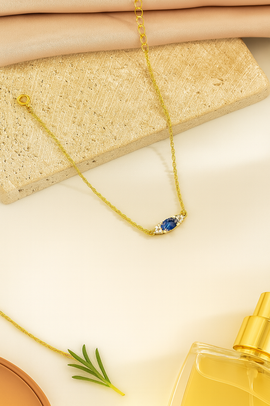 Sapphire Bracelet – 18K Gold Micron Plated with Adjustable Chain