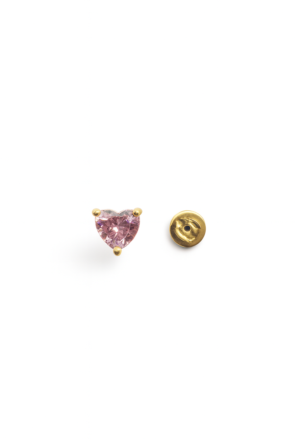 Pink Stud Earrings – 18K Gold Micron Plated Heart Design