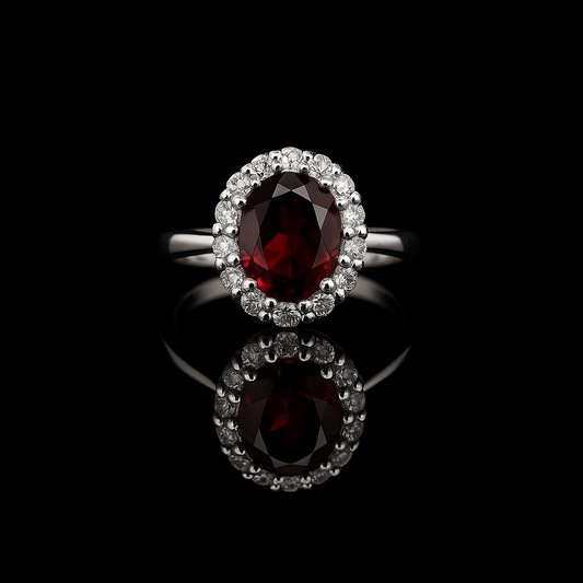 Garnet Ring in Sterling Silver 925