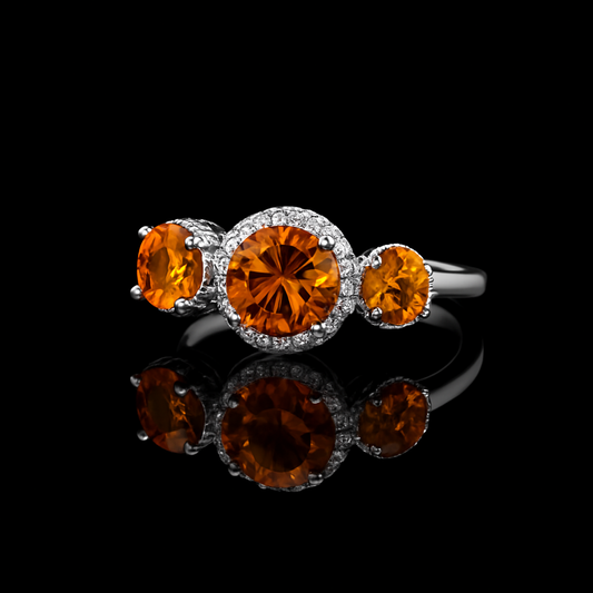Citrine Trilogy Ring Silver 925