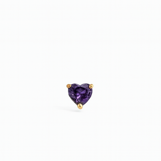 Purple Stud Earrings – 18K Gold Micron Plated Heart Design
