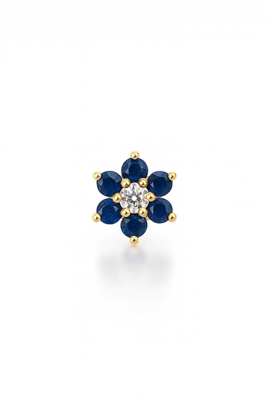 18K Gold Plated Floral Design - Sapphire Stud Earrings