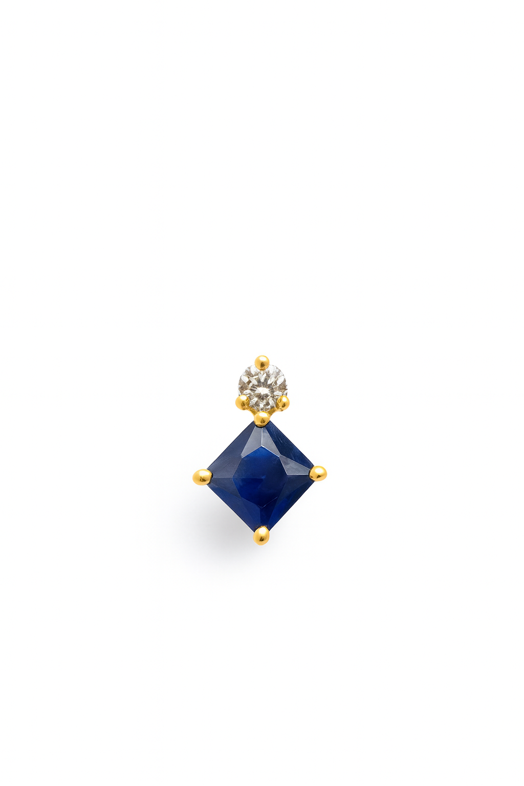 Sapphire Stud Earrings – 18K Gold Plated Princess Cut with Zircon Accent