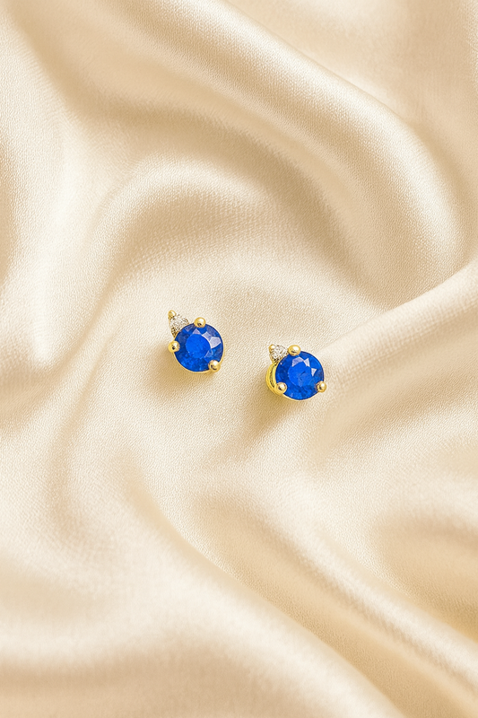 Sapphire Stud Earrings – 18K Gold Plated Minimal Luxury