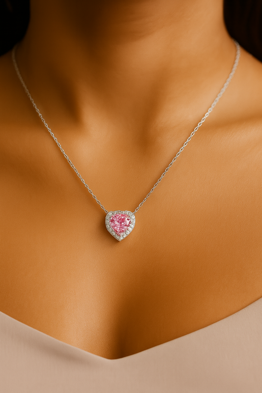 Heart Pink Pendant Necklace