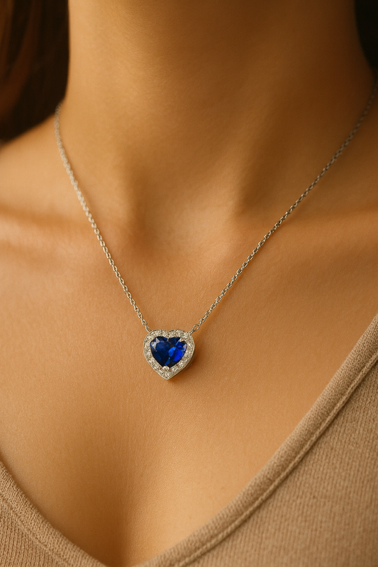 Heart Sapphire Pendant Necklace