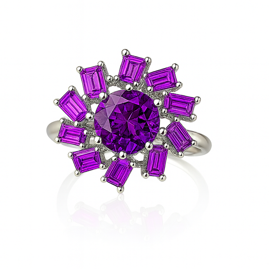 Amethyst Ring 92.5 Silver
