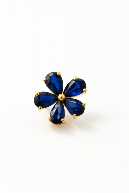 Sapphire Stud Earrings – 18K Gold Micron Plated Floral Design