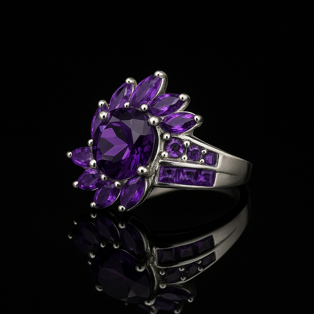Amethyst Cocktail Ring – Sterling Silver