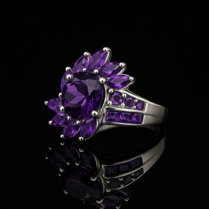 Amethyst Cocktail Ring – Sterling Silver