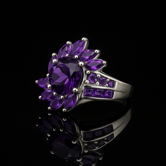 Amethyst Cocktail Ring – Sterling Silver