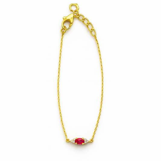 Ruby Bracelet – 18K Gold Micron Plated with Adjustable Chain