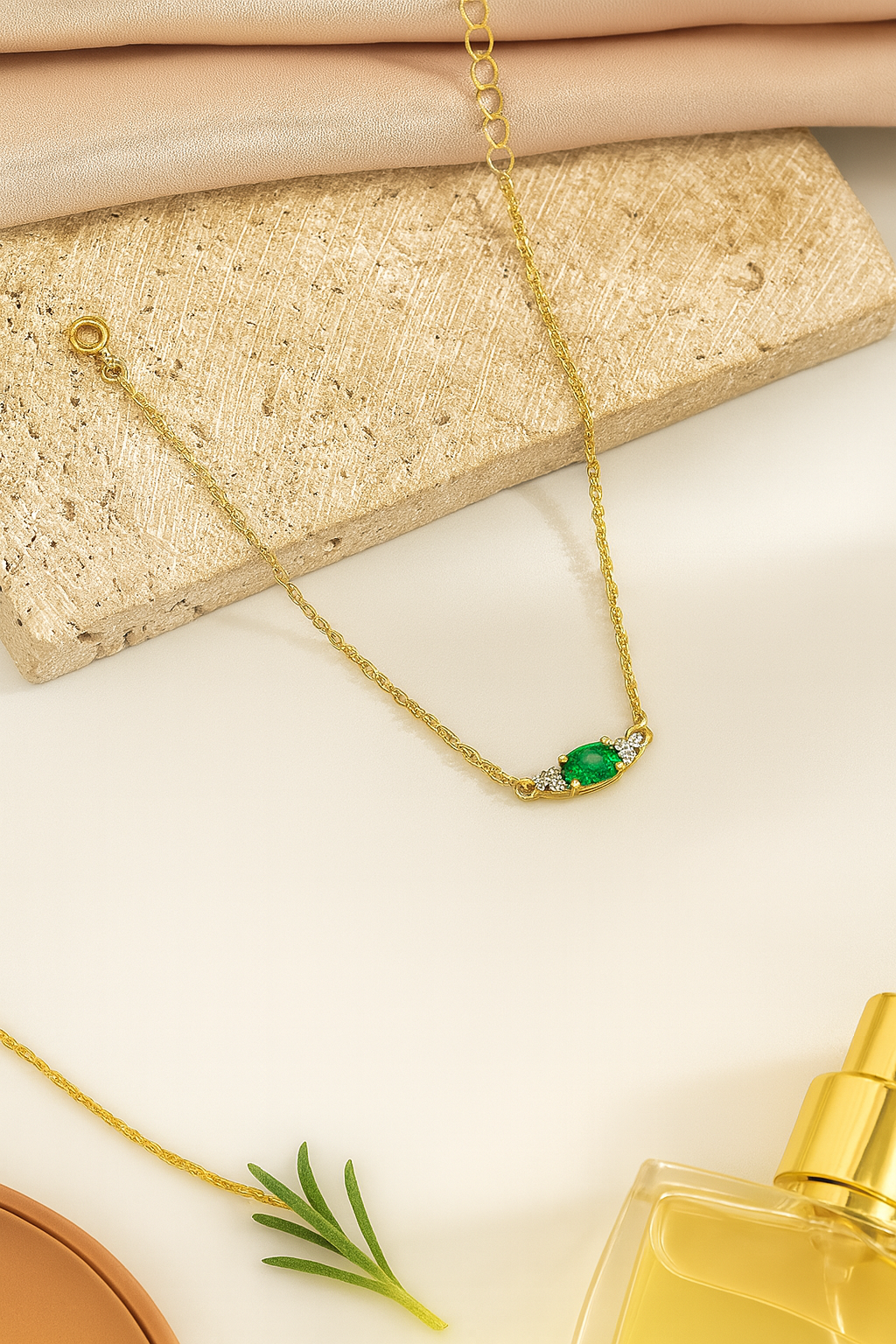 Emerald Bracelet – 18K Gold Micron Plated with Adjustable Chain