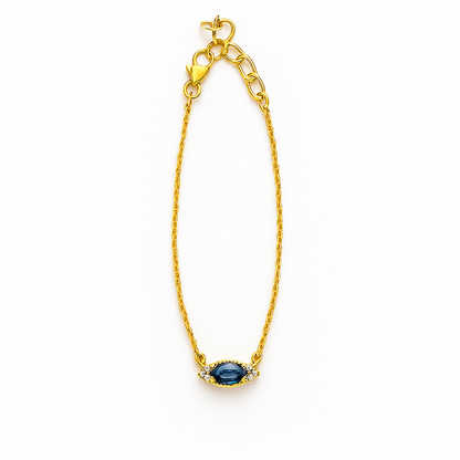 Sapphire Bracelet – 18K Gold Micron Plated with Adjustable Chain