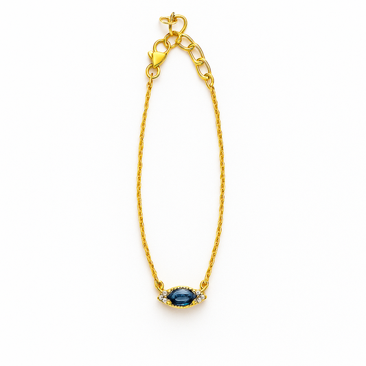 Sapphire Bracelet – 18K Gold Micron Plated with Adjustable Chain