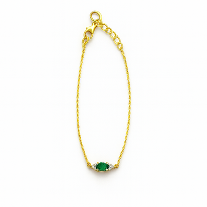 Emerald Bracelet – 18K Gold Micron Plated with Adjustable Chain