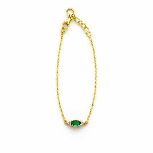 Emerald Bracelet – 18K Gold Micron Plated with Adjustable Chain