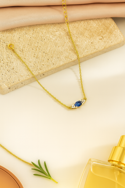 Sapphire Bracelet – 18K Gold Micron Plated with Adjustable Chain