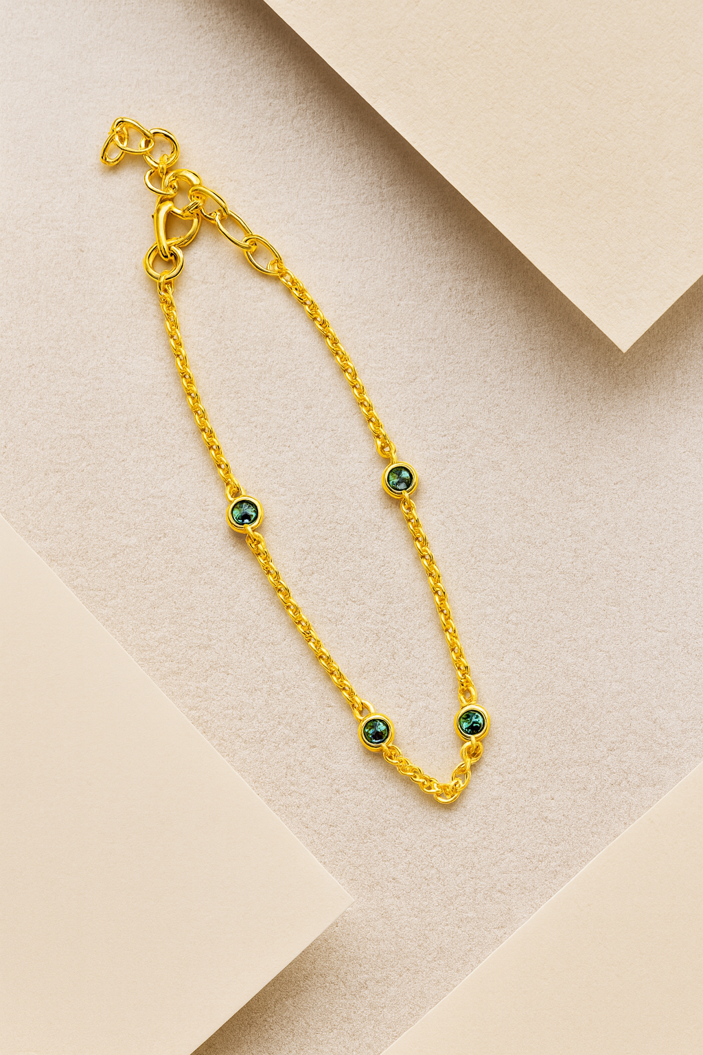 Green Stone Bracelet – 18K Gold Micron Plated