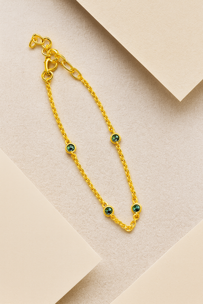Green Stone Bracelet – 18K Gold Micron Plated