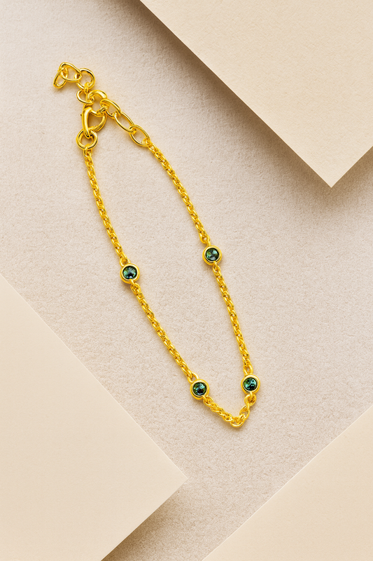 Green Stone Bracelet – 18K Gold Micron Plated