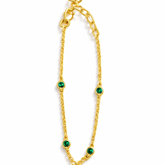 Green Stone Bracelet – 18K Gold Micron Plated