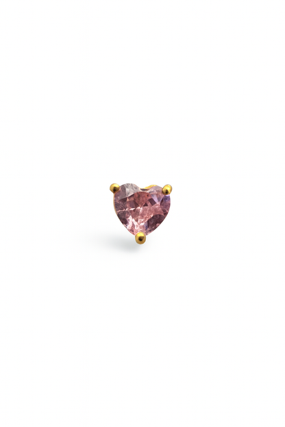 Pink Stud Earrings – 18K Gold Micron Plated Heart Design