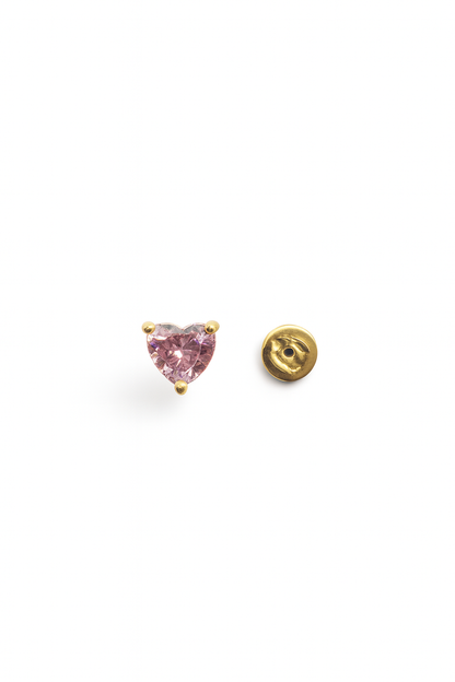 Pink Stud Earrings – 18K Gold Micron Plated Heart Design