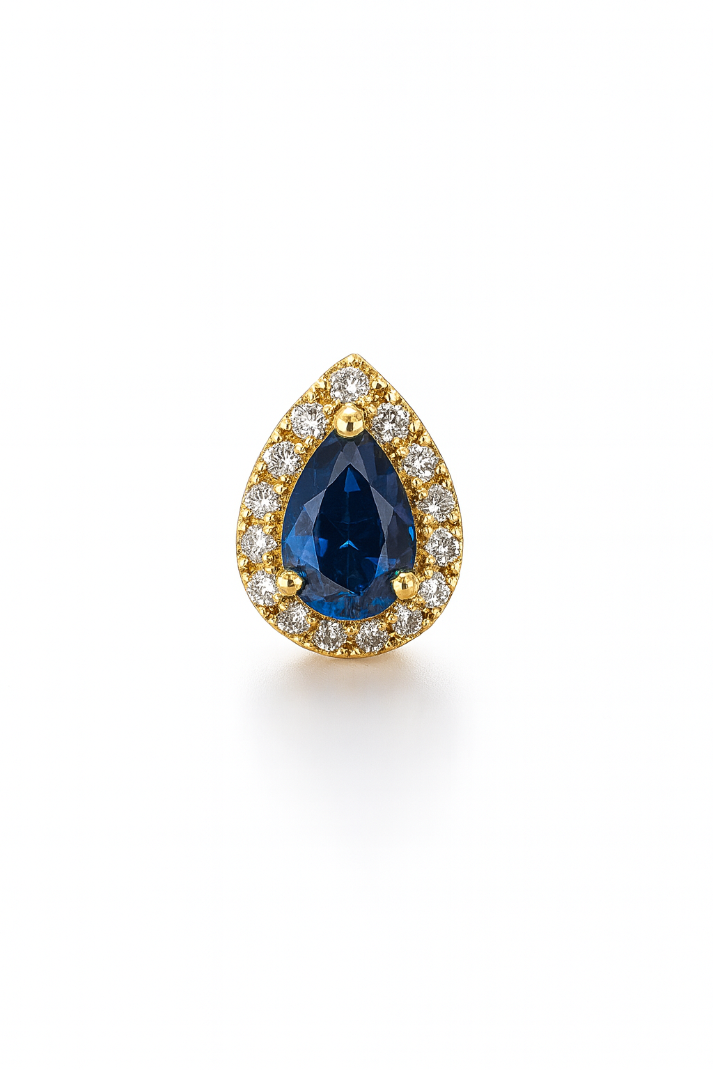 Sapphire Stud Earrings – 18K Gold Micron Plated Pear Halo Design