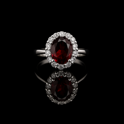 Garnet Ring in Sterling Silver 925