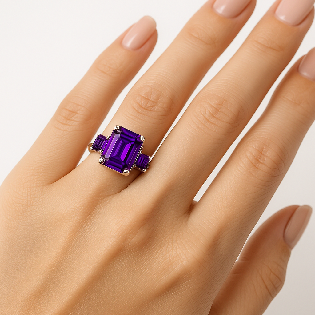 Amethyst Ring  in  Silver 925