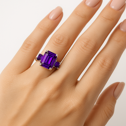 Amethyst Ring  in  Silver 925