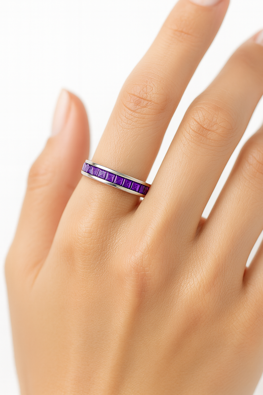Amethyst Eternity Band in  Silver 925