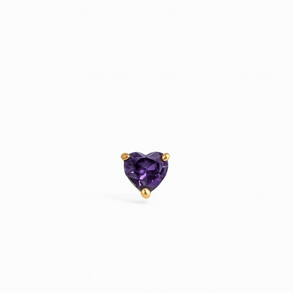 Purple Stud Earrings – 18K Gold Micron Plated Heart Design