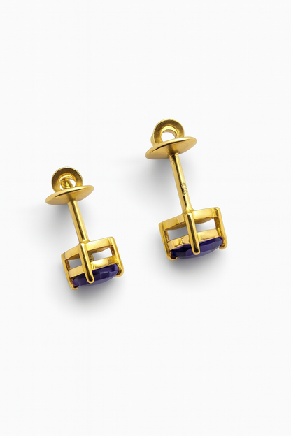 Purple Stud Earrings – 18K Gold Micron Plated Heart Design