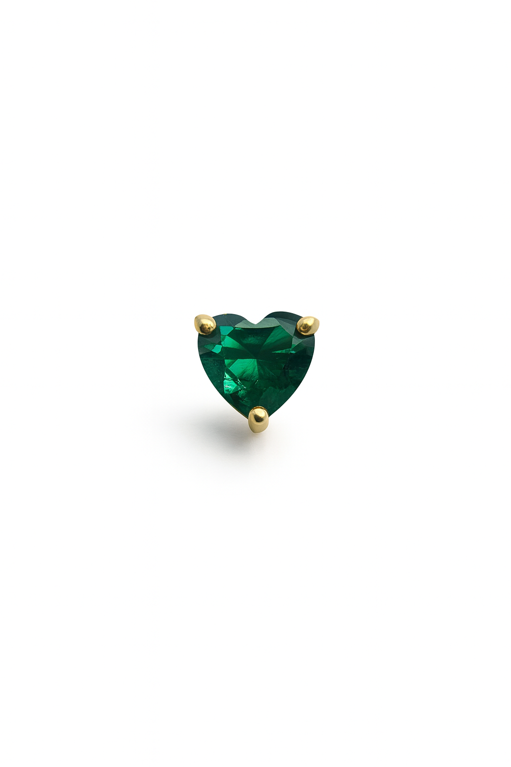 Emerald Stud  Earrings – 18K Gold Micron Plated Heart Design