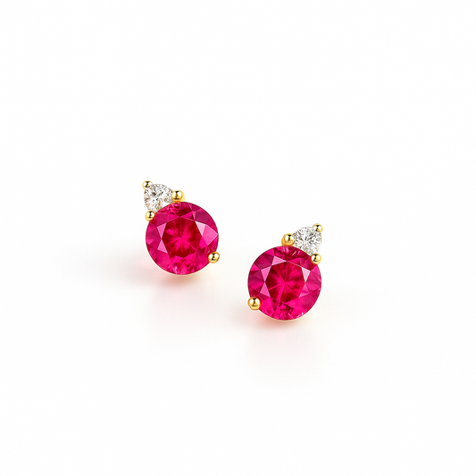 Ruby Stud   Earrings – 18K Gold Plated Minimal Luxury