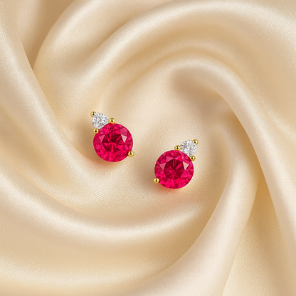 Ruby Stud   Earrings – 18K Gold Plated Minimal Luxury