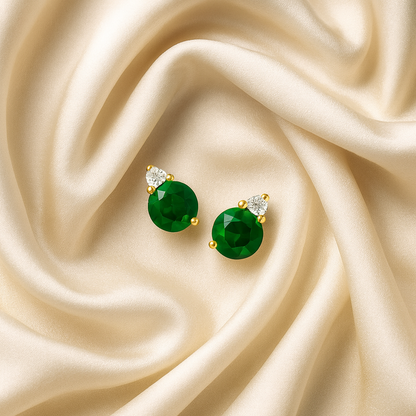 Emerald Stud   Earrings – 18K Gold Plated Minimal Luxury