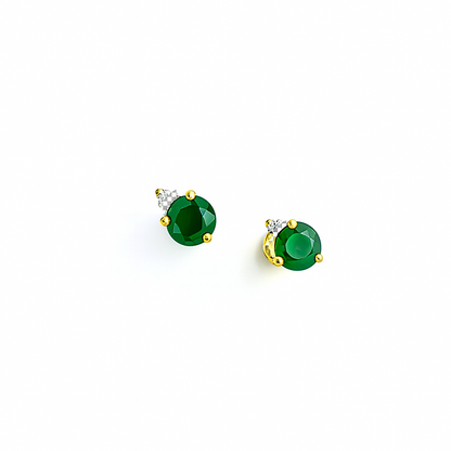 Emerald Stud   Earrings – 18K Gold Plated Minimal Luxury