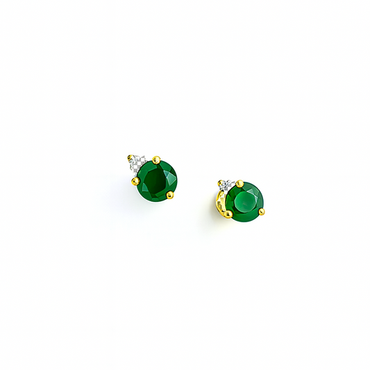 Emerald Stud   Earrings – 18K Gold Plated Minimal Luxury