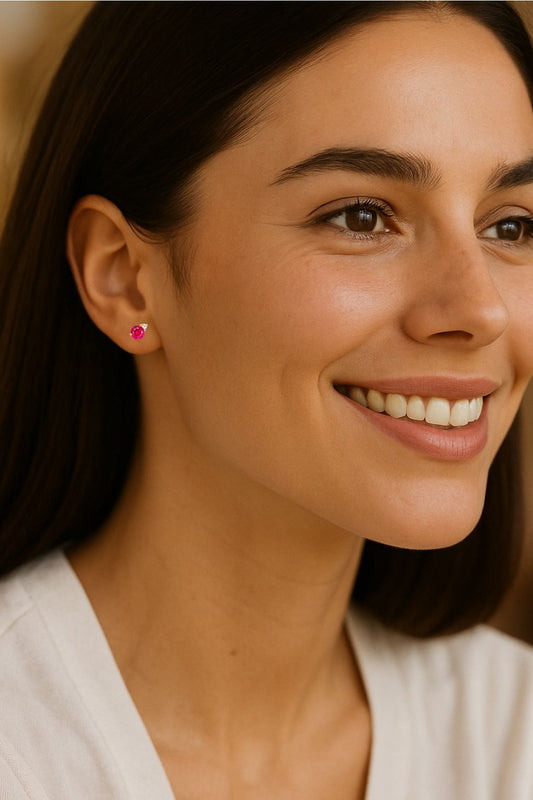 Ruby Stud   Earrings – 18K Gold Plated Minimal Luxury