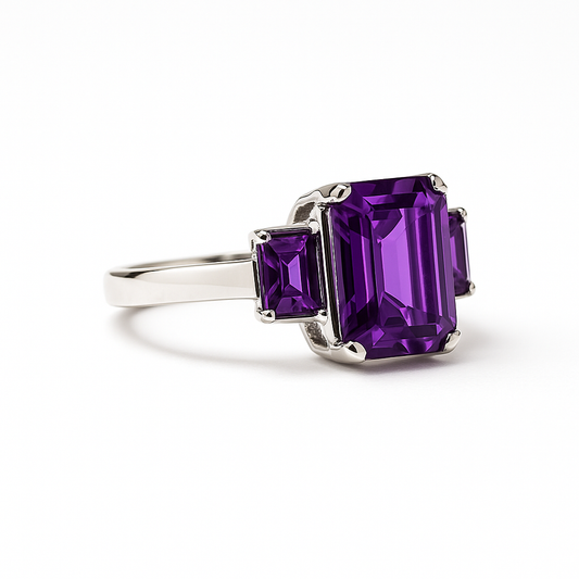 Amethyst Ring  in  Silver 925