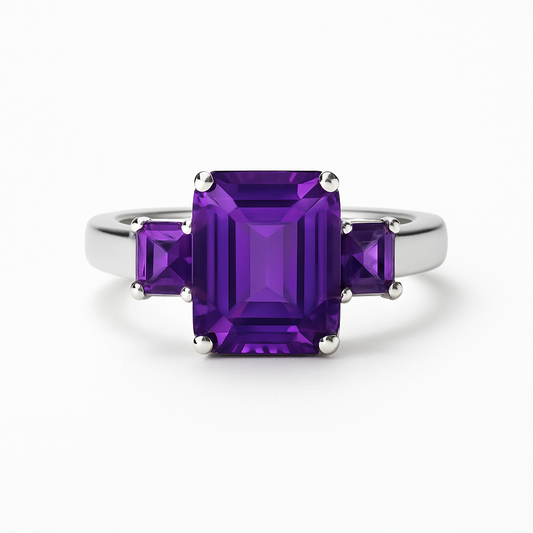 Amethyst Ring  in  Silver 925