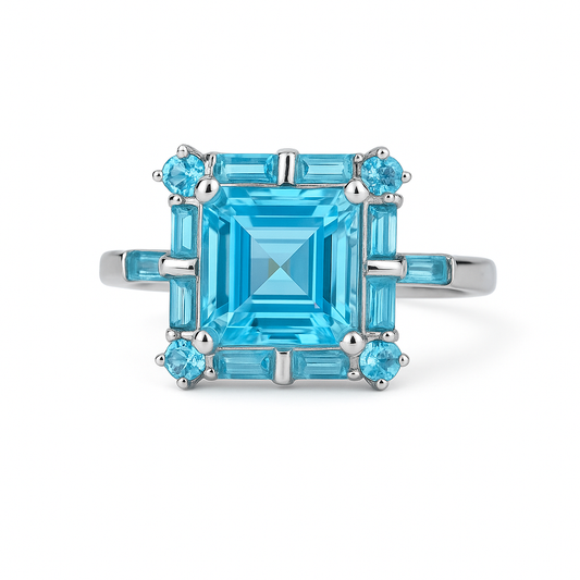Blue Topaz Silver Ring
