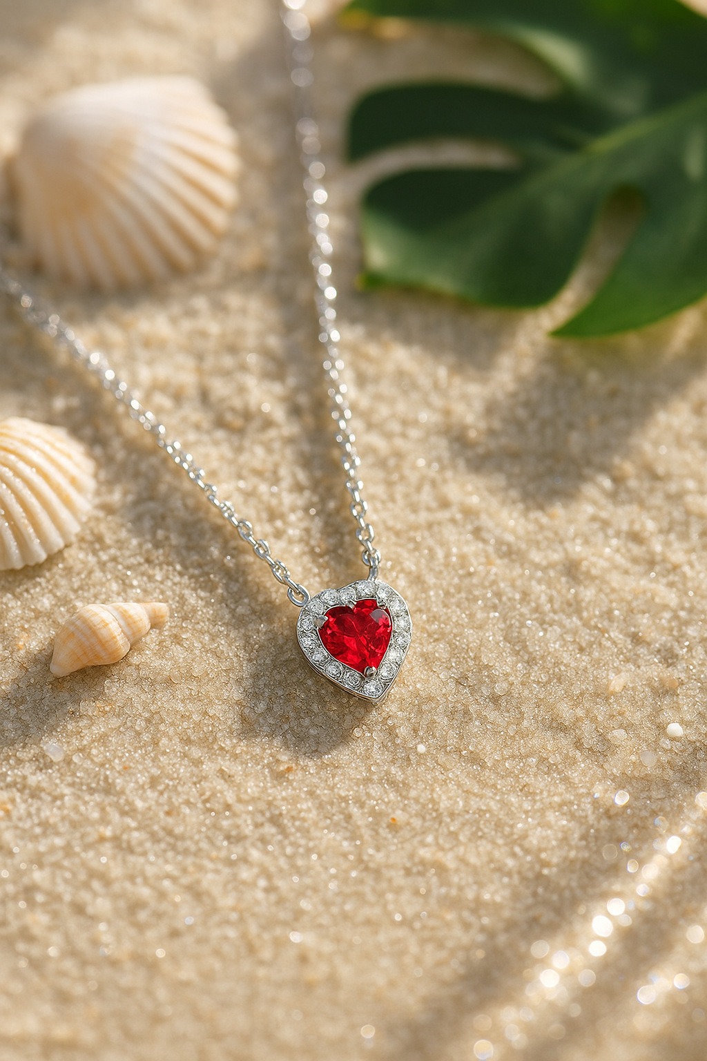 Heart Ruby Pendant Necklace
